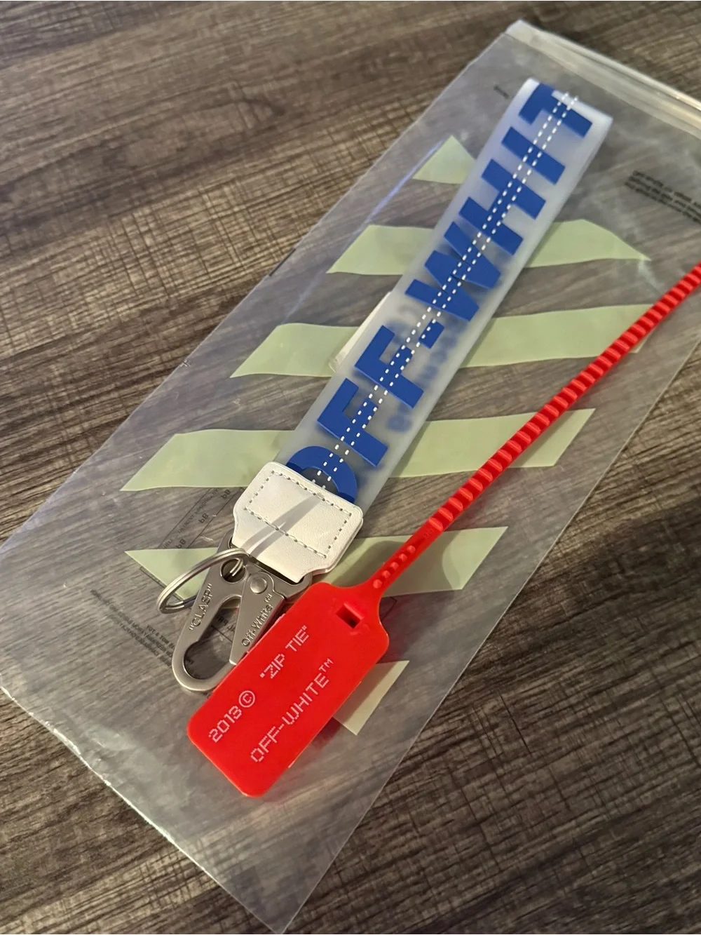 Off-White Keychain Lanyard with Zip Tie